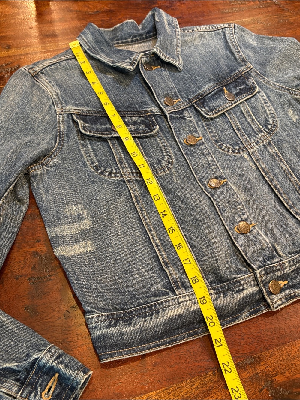 Vintage Ralph Lauren Sport 90s Distressed Denim Trucker Jacket size Small - Picture 13 of 13